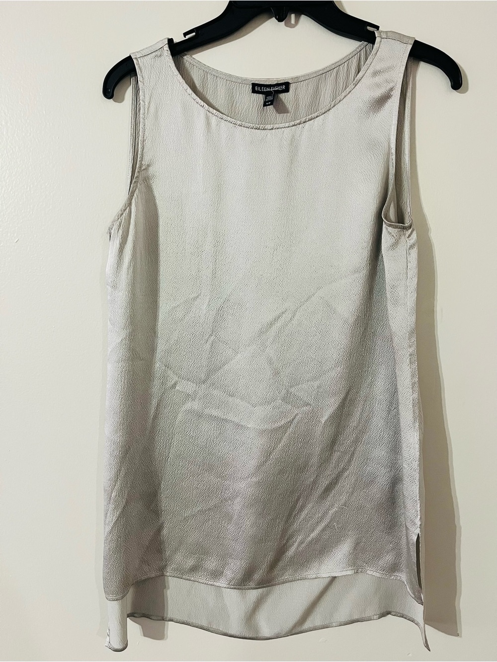 Eileen Fisher Silver 100% Silk Tank Sz S/P